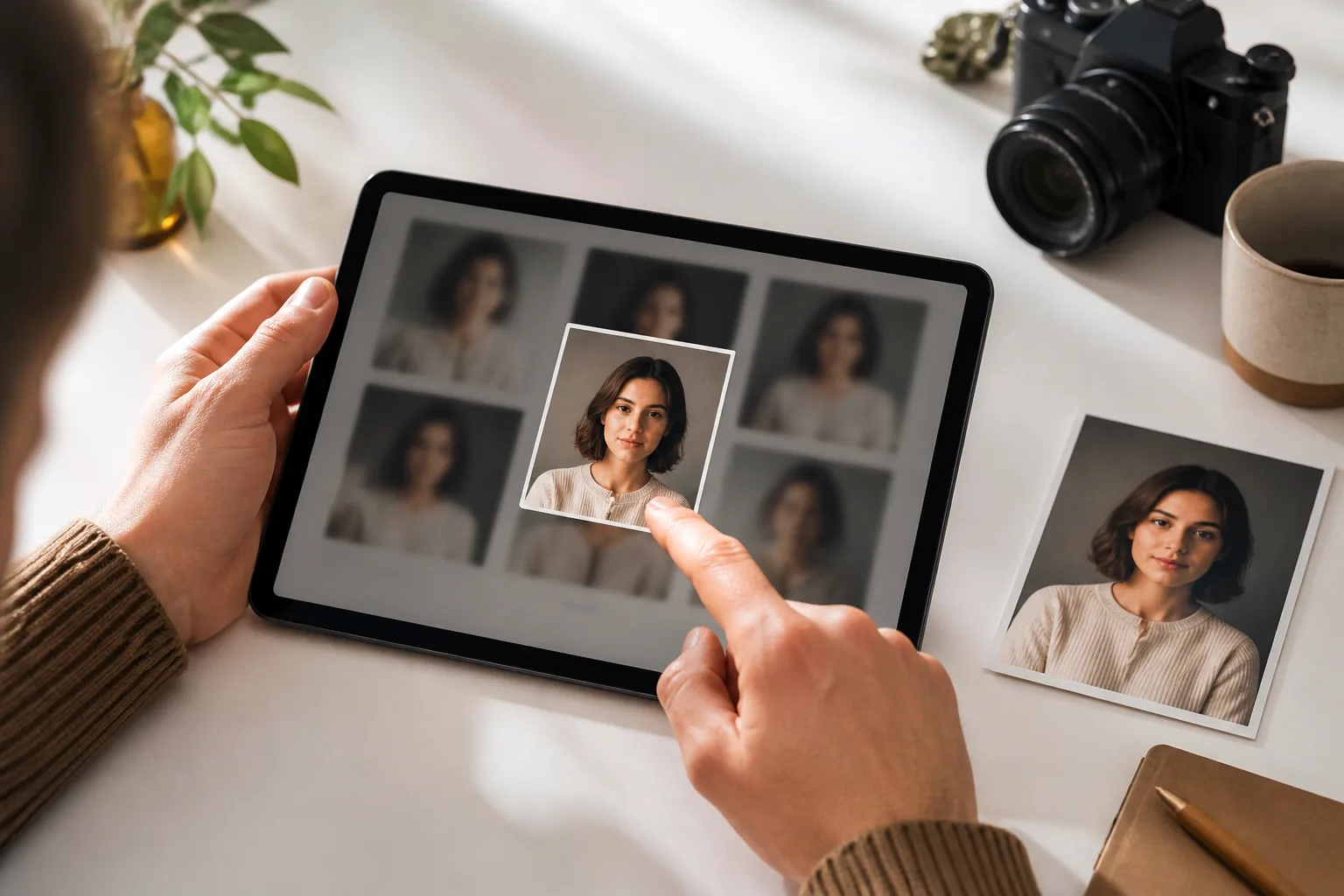 Choosing a clear portrait photo before uploading it to Photo Style